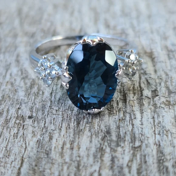 925 Sterling Silver London Blue Topaz Designer Signed RSI Size 10 Ring Thailand - Picture 10 of 16